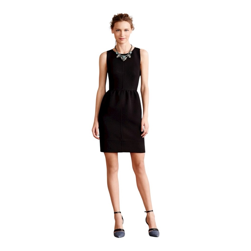 Maeve Anthropologie Rokin Cross Back Jacquard Mini Black Dress Size 8P